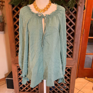 NWT Free People Boho Romantic Festival Gauze Tie Front Small Blouse